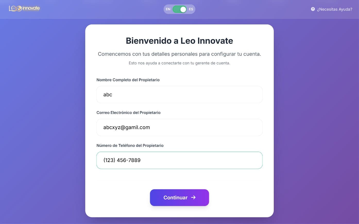 LEO Innovate Onboarding Portal screenshot